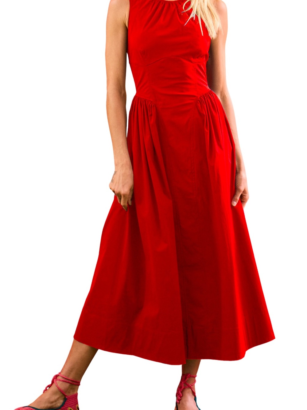 HUNTER BELL nantucket Sleeveless Midi Dress crimson red